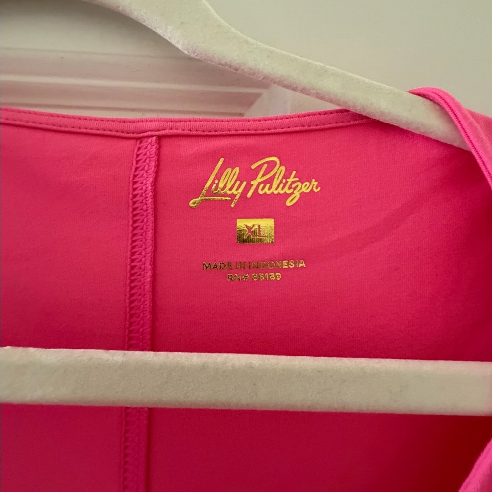 Lilly Pulitzer Vibrant Pink Long Sleeve Scoop Neck Top - Picture 3 of 3